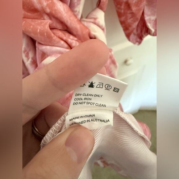 Zimmermann Winsome Cinch Dress Pink White Tie-Dye Long Sleeve Dress US Size 8 - Picture 7 of 12